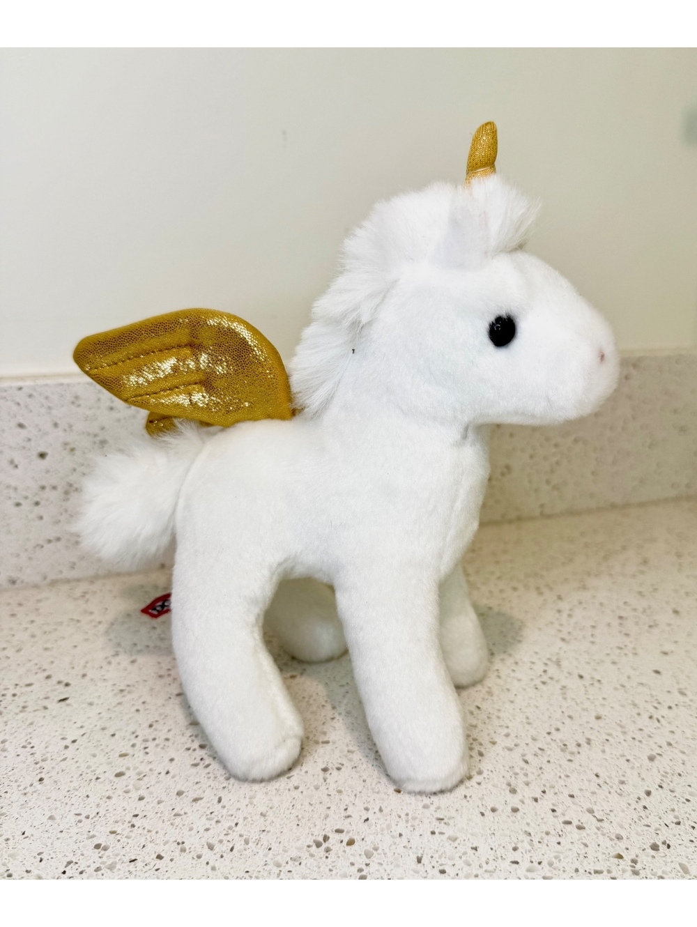 Douglas White Plush Unicorn with Gold Wings